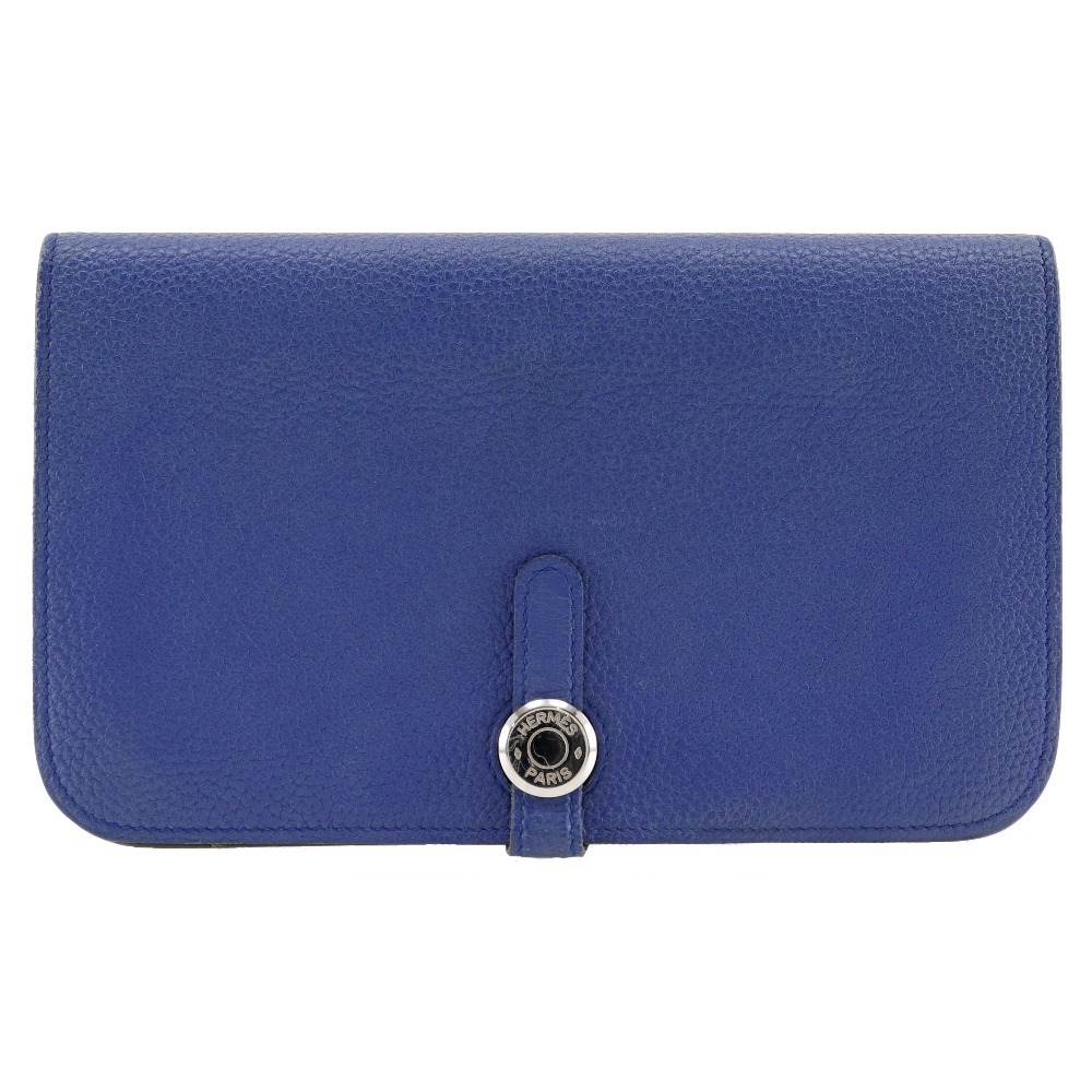 HERMES エルメス ドゴンGM T 長財布 トゴ 青 ユニセックス【I191824277】中古拍卖