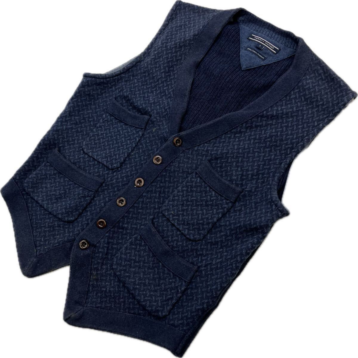 TOMMY HILFIGER ☆ トミーヒルフィガー コットン ニット ジレ ベスト S 秋冬 綺麗め アメカジ 大人カジュアル オシャレ デート■DB302拍卖