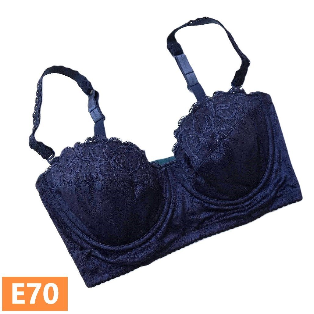 エルローズ ブラジャー E70 光電子 ネイビー 補整下着 補整 ワイヤー入り USED 紺 日本製 エル・ローズ ♪st-1034拍卖