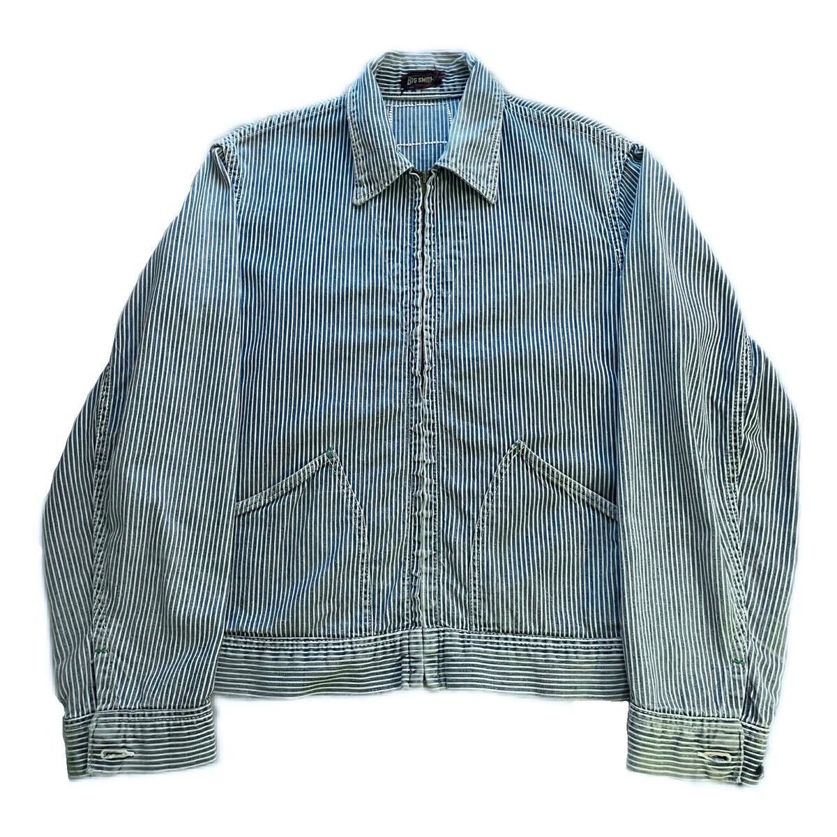 50s 60s USA製 ビッグスミス ヒッコリー ストライプ エンジニアジャケット ワークジャケット カバーオール ピンチェック ピンヒッコリー拍卖