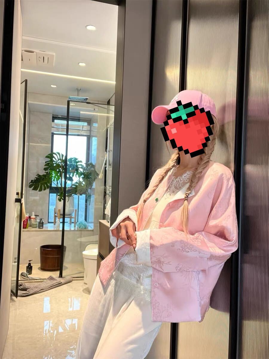 ジャケット レディース 中華風 両面着られるタイプ 白 ピンク 蝶々ボタン拍卖