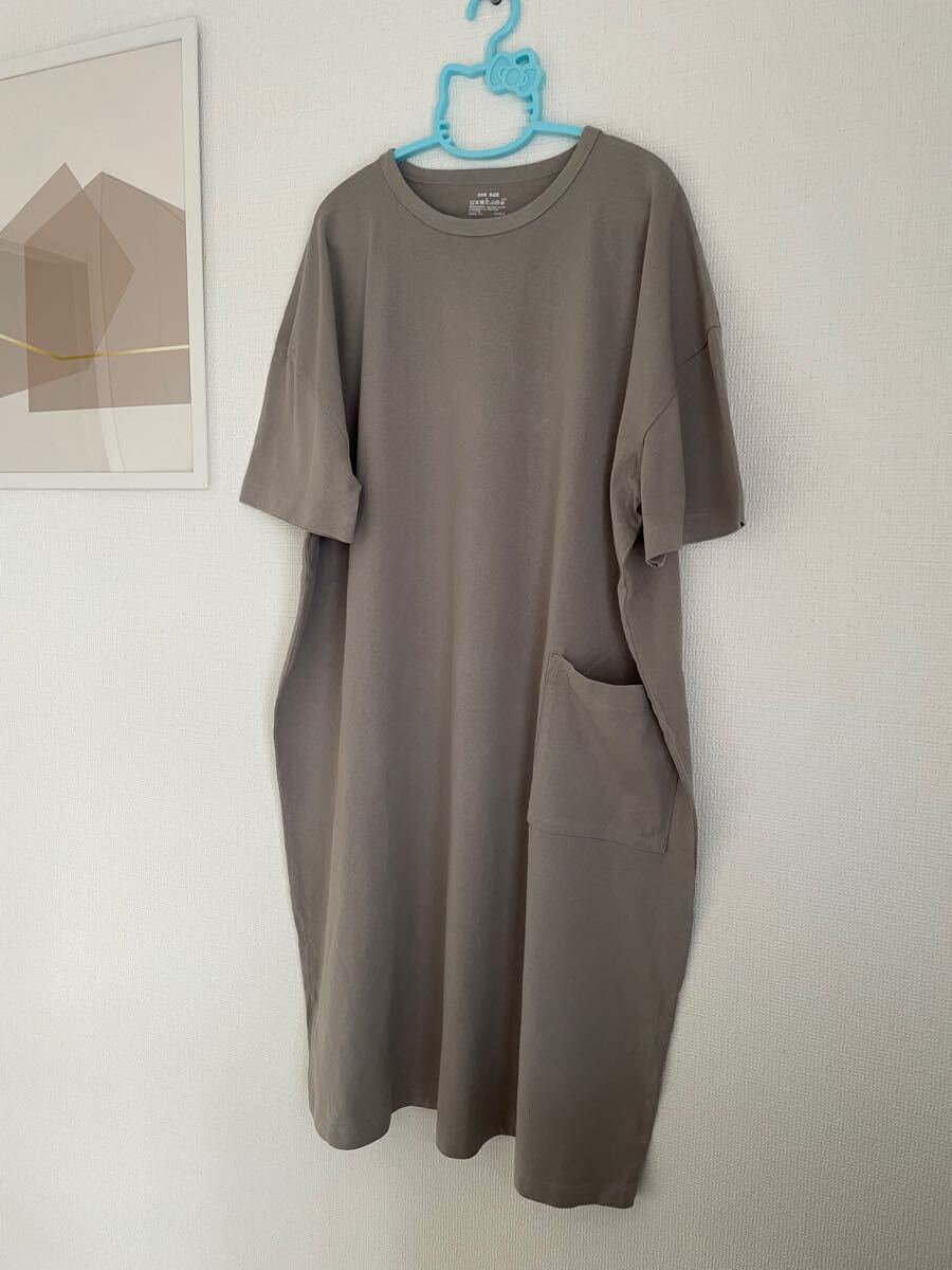 ★美品★1回試着★無印良品★半袖ワンピース★ONE SIZE★グレー (中古)拍卖