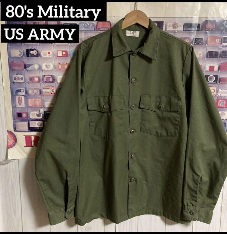 80s US ARMY 米軍ユーティリティーファティーグシャツOG-507アメリカミリタリーオールドヴィンテージ拍卖