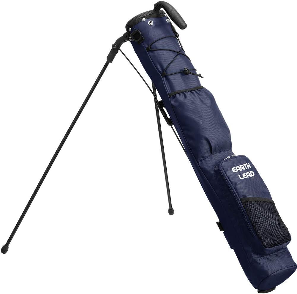 【新品】 EARTH LEAD セルフスタンド ゴルフ クラブケース クラブ ケース フード&大型ポケット付き ネイビー拍卖