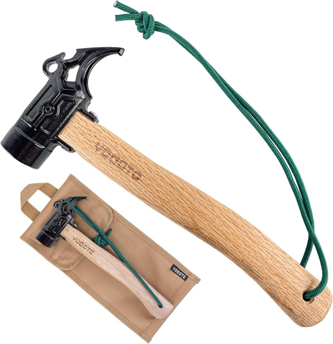 【新品】 【YOGOTO】 ペグハンマー 安全 ベルト付 収納ケース付 色:第2世代ハンマー+収納ケース(カーキ色)拍卖