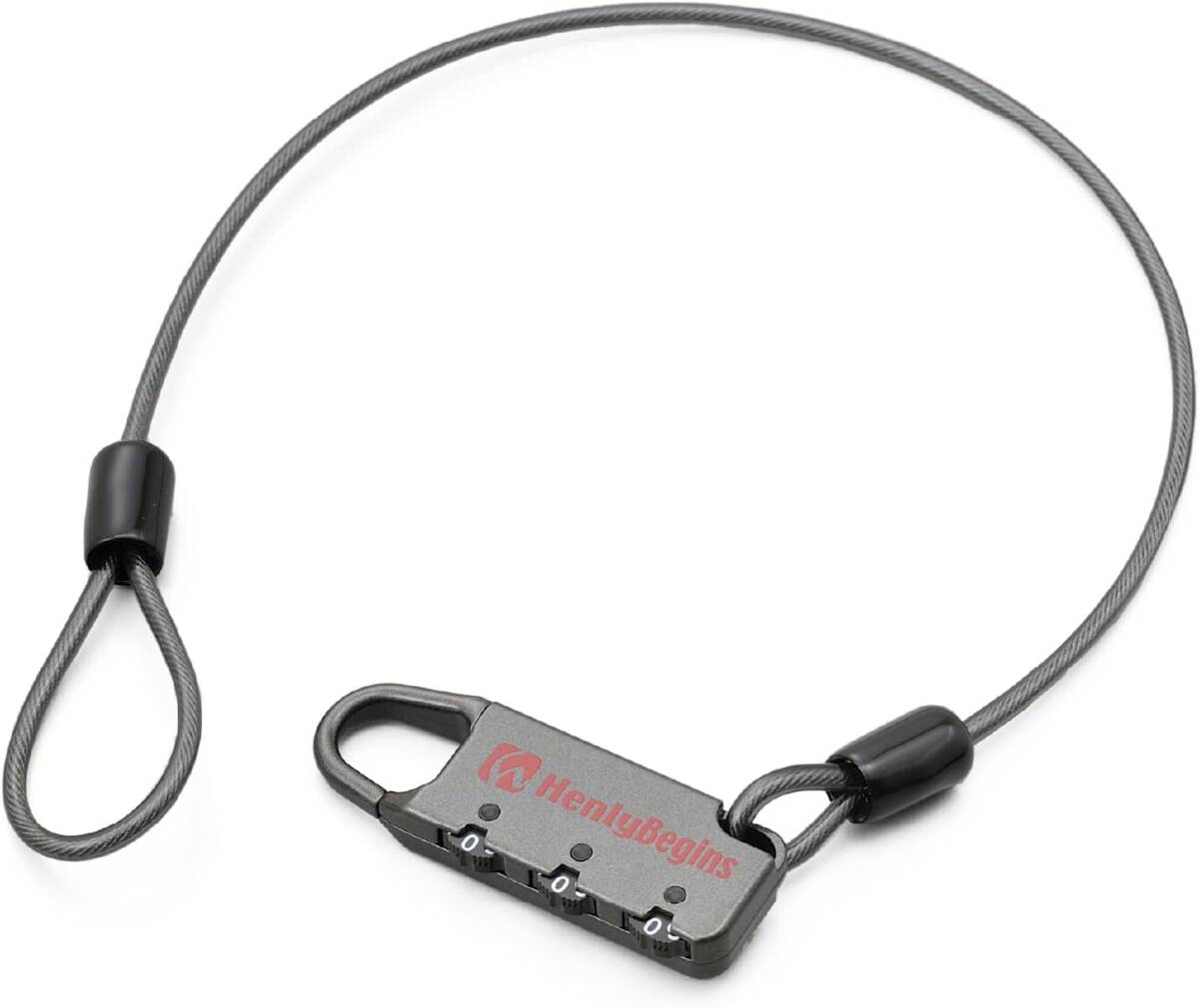 【新品】 ヘンリービギンズ デイトナ バイク用 シートバッグ対応 先端ループ ワイヤー長400mm ダイヤルロック ストレートタイプ拍卖