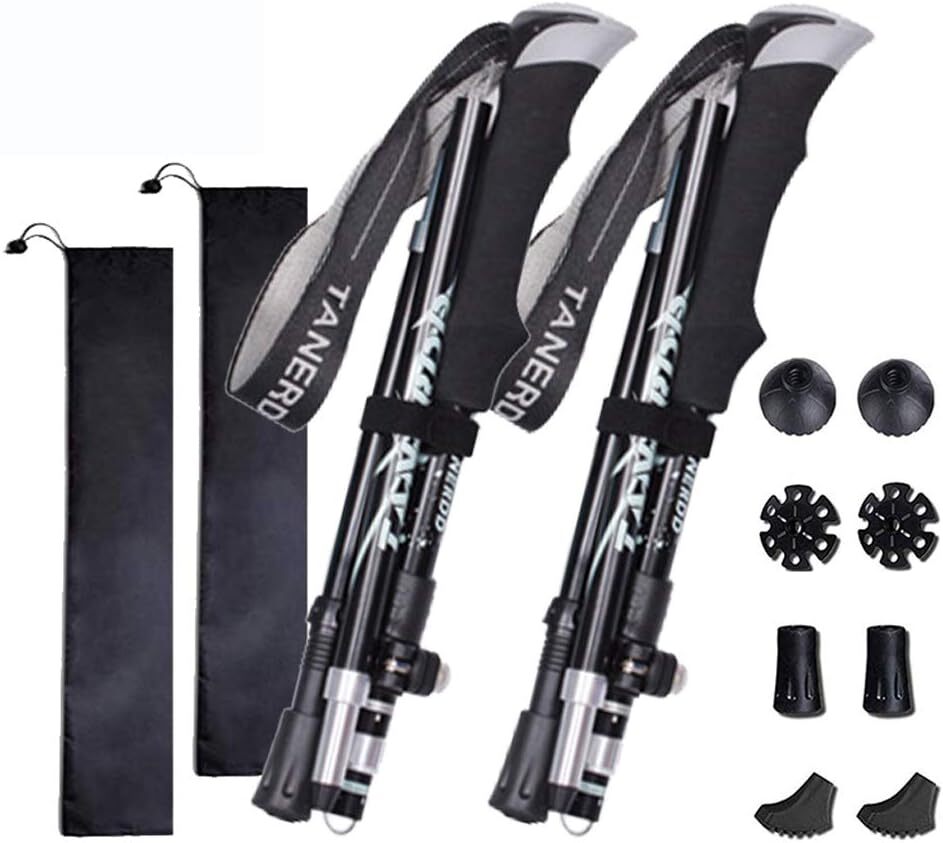 【新品】 トレッキングポール 折りたたみ 軽量アルミ製 2本セット SOFIT コンパクト長さ調整可能 36-130cm伸縮可 (ブラック)拍卖