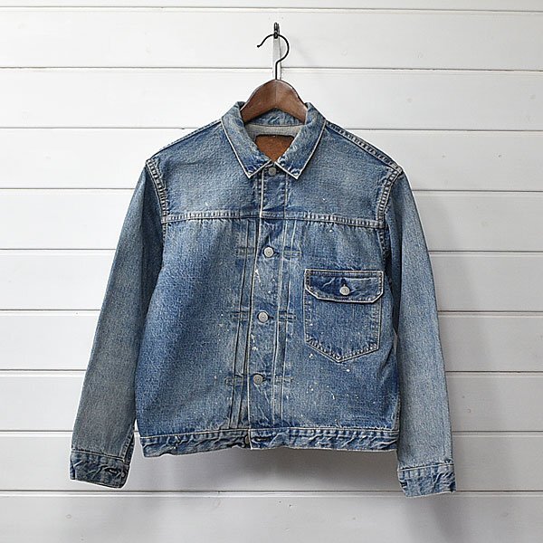 オアスロウ orslow 1st type デニムジャケット ペンキ加工 ダメージ加工 S|24i1951拍卖