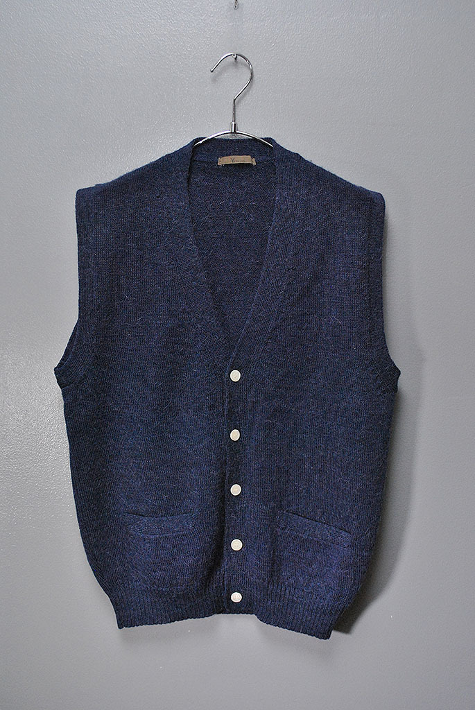 Y's for Men ワイズフォーメン ウールカーディガンベスト ウール アルパカ ニット ネイビー F拍卖