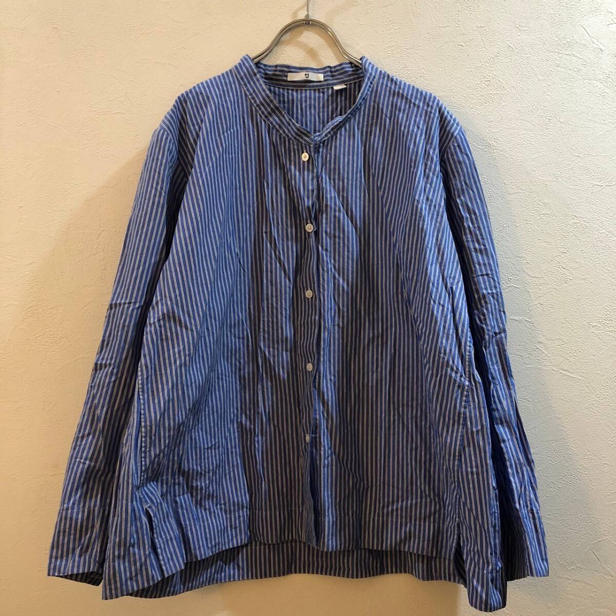 UNIQLO/ユニクロ 長袖ストライプ柄シャツ ブルー 青 レディース XL拍卖