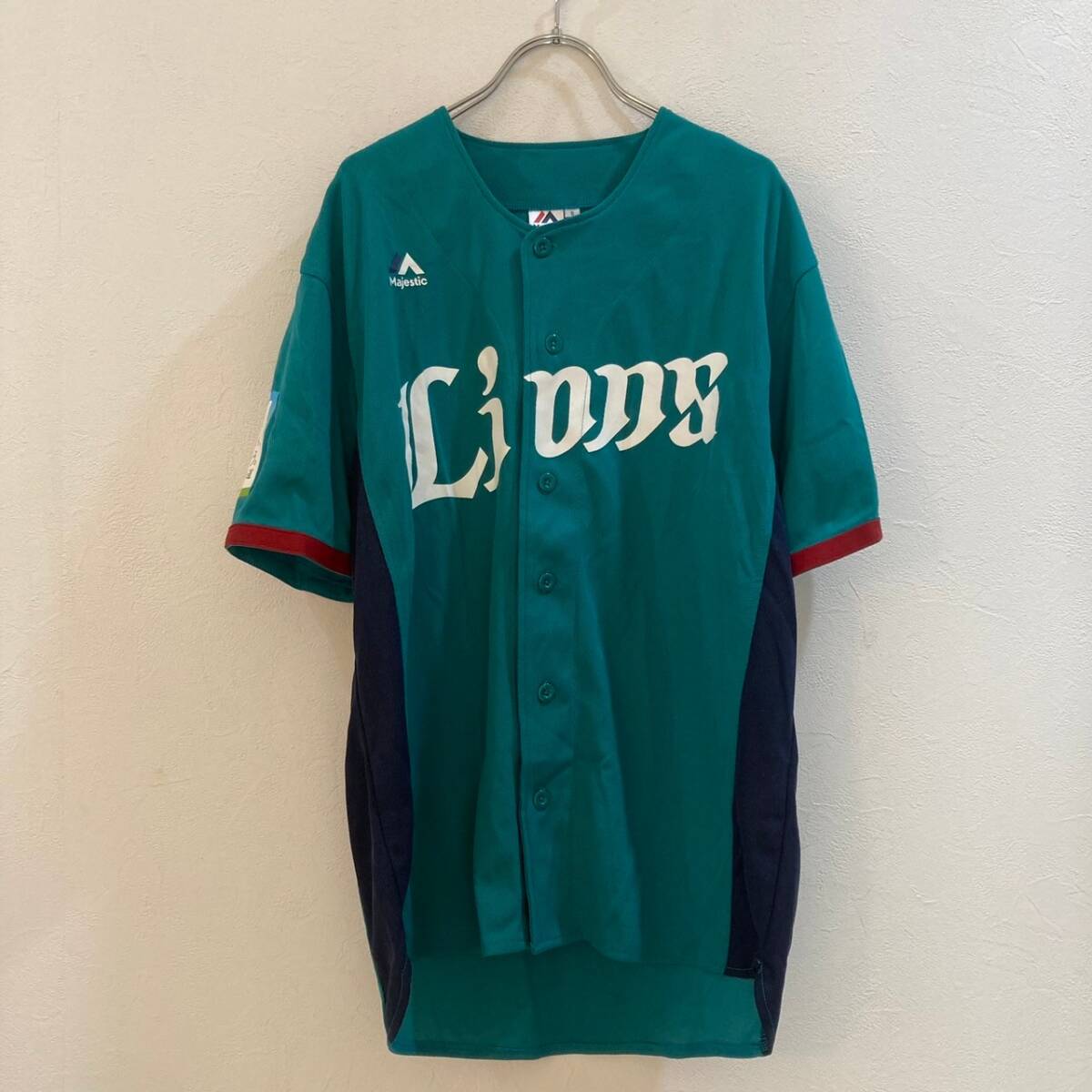 Majestic ATHLETIC/マジェスティック アスレティック 半袖ベースボールウェア LIONS グリーン 緑 メンズ S拍卖