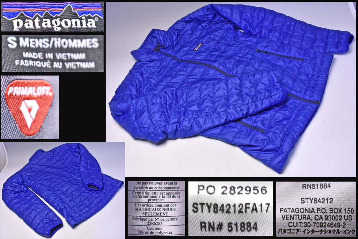 PATAGONIA ★ パタゴニア ★ ナノパフジャケット ★ カラー vik 青 ★ S ★ PRIMALOFT ★ RN51884 STY84212 ★ ポリエステル ★ 中古品 ★拍卖