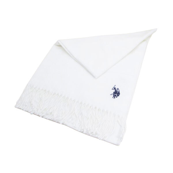 ストール マフラー ポリエステル80% レーヨン20% 220x70cm uspa2015-448051 ホワイト U.S. POLO ASSN.(ユーエス ポロ アッスン)拍卖