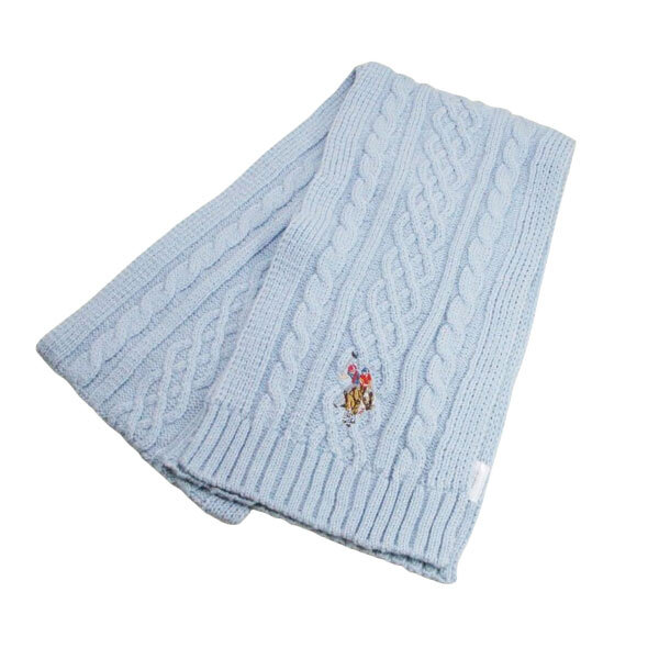 マフラー アクリル100% 180x20cm uspa2014-447427 ブルー ユーエス ポロ アッスンワンポイント刺繍/送料無料メール便 箱無し拍卖