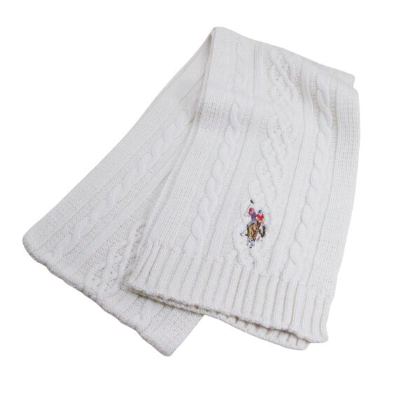 マフラー アクリル100% 180x20cm uspa2014-447573 オフホワイト U.S. POLO ASSN.(ユーエス ポロ アッスン)ワンポイント刺繍拍卖