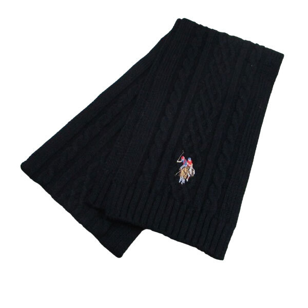 マフラー アクリル100% 180x20cm uspa2014-447591 ブラック U.S. POLO ASSN.(ユーエス ポロ アッスン)ワンポイント刺繍 /送料無料拍卖