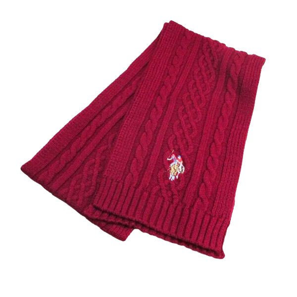 マフラー アクリル100% 180x20cm uspa2014-447166 レッド U.S. POLO ASSN.(ユーエス ポロ アッスン)ワンポイント刺繍 /送料無料拍卖