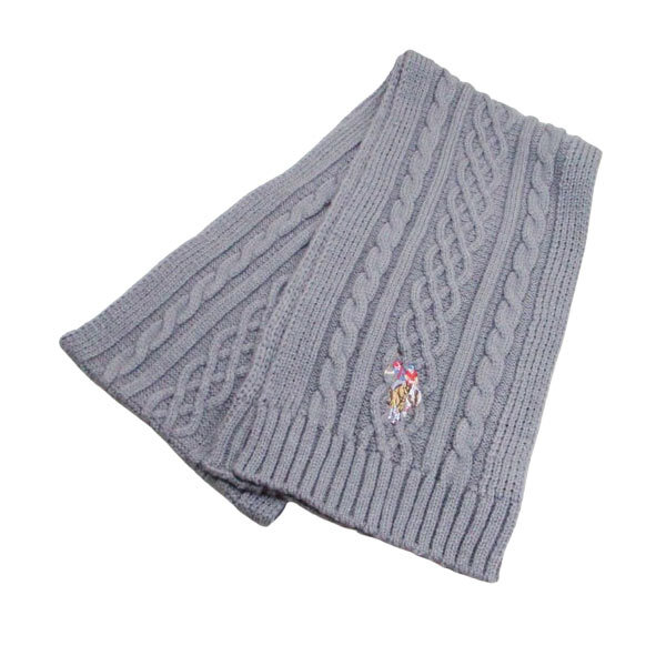 マフラー アクリル100% 180x20cm uspa2014-447160 チャコールグレイ ユーエス ポロ アッスンワンポイント刺繍/送料無料メール便 箱無し拍卖