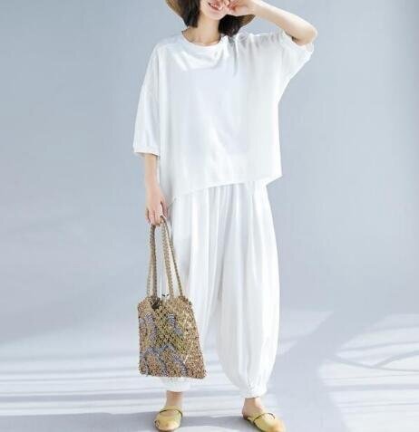 3L4L(5L)*大きいサイズ*SETUP*スウェット上下裾絞りパンツ*部屋着*白 HE350拍卖