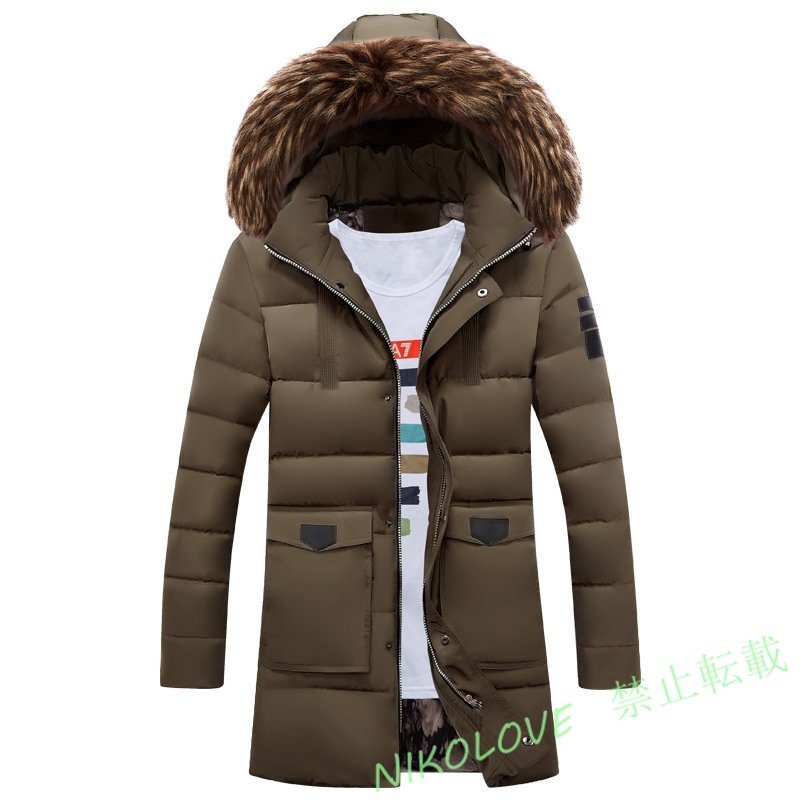 新品 ダウンコート ロングコート メンズロング丈 ダウンジャケット 厚手 防寒着 アウトドア 冬服 アウター カーキ M~4XL LF920拍卖