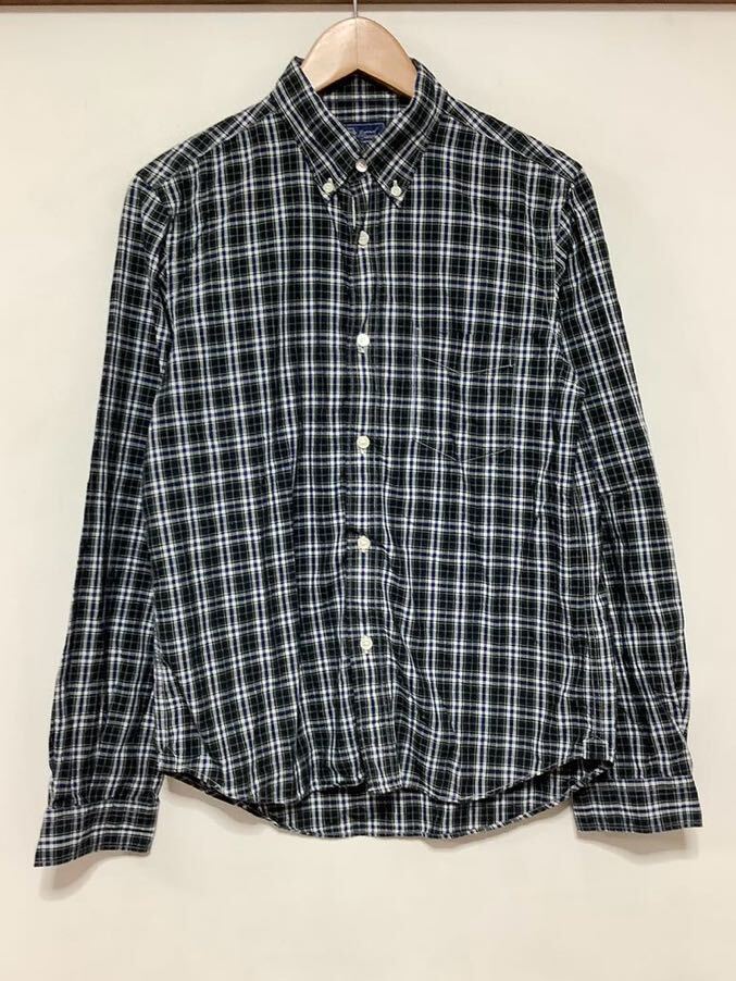 に1445 JOURNAL STANDARD ジャーナルスタンダード チェック 長袖シャツ M ネイビー/グリーン/ホワイト ボタンダウン拍卖