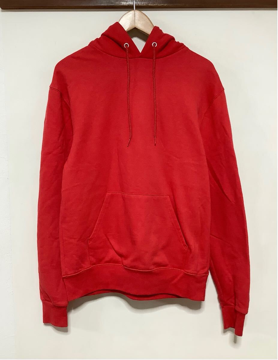 ま1500 Champion ECO チャンピオン プルオーバー スウェットパーカー S レッド 無地 裏起毛拍卖