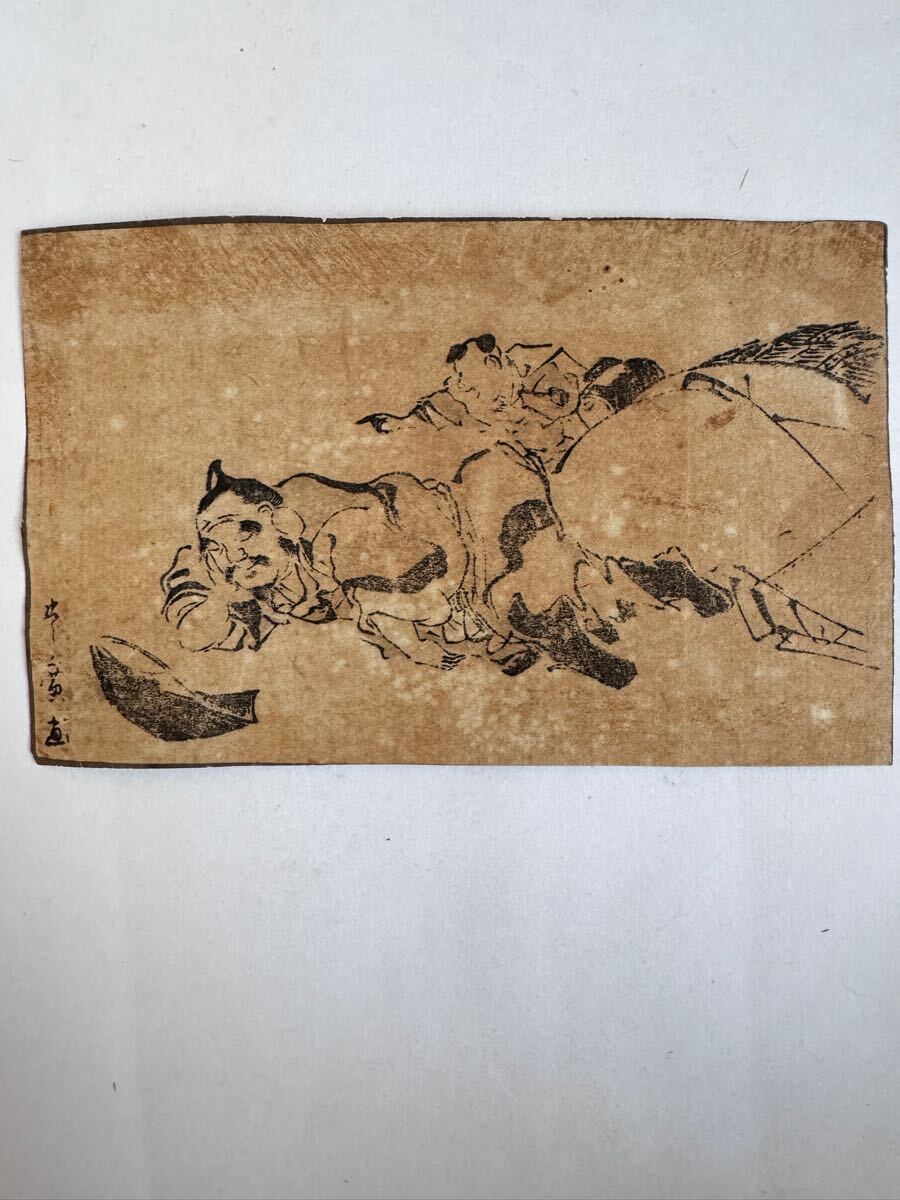 真作/江戸期 本物浮世絵木版画 墨摺 裏打ち サイズ約17x10.5cm拍卖