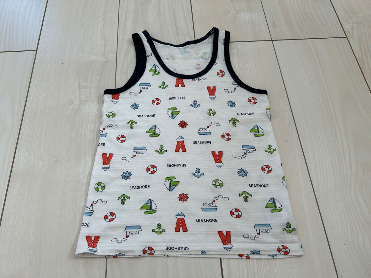 【しまむら】マリン柄袖なしランニング肌着95☆ノースリーブベビーキッズCLOSSHI拍卖