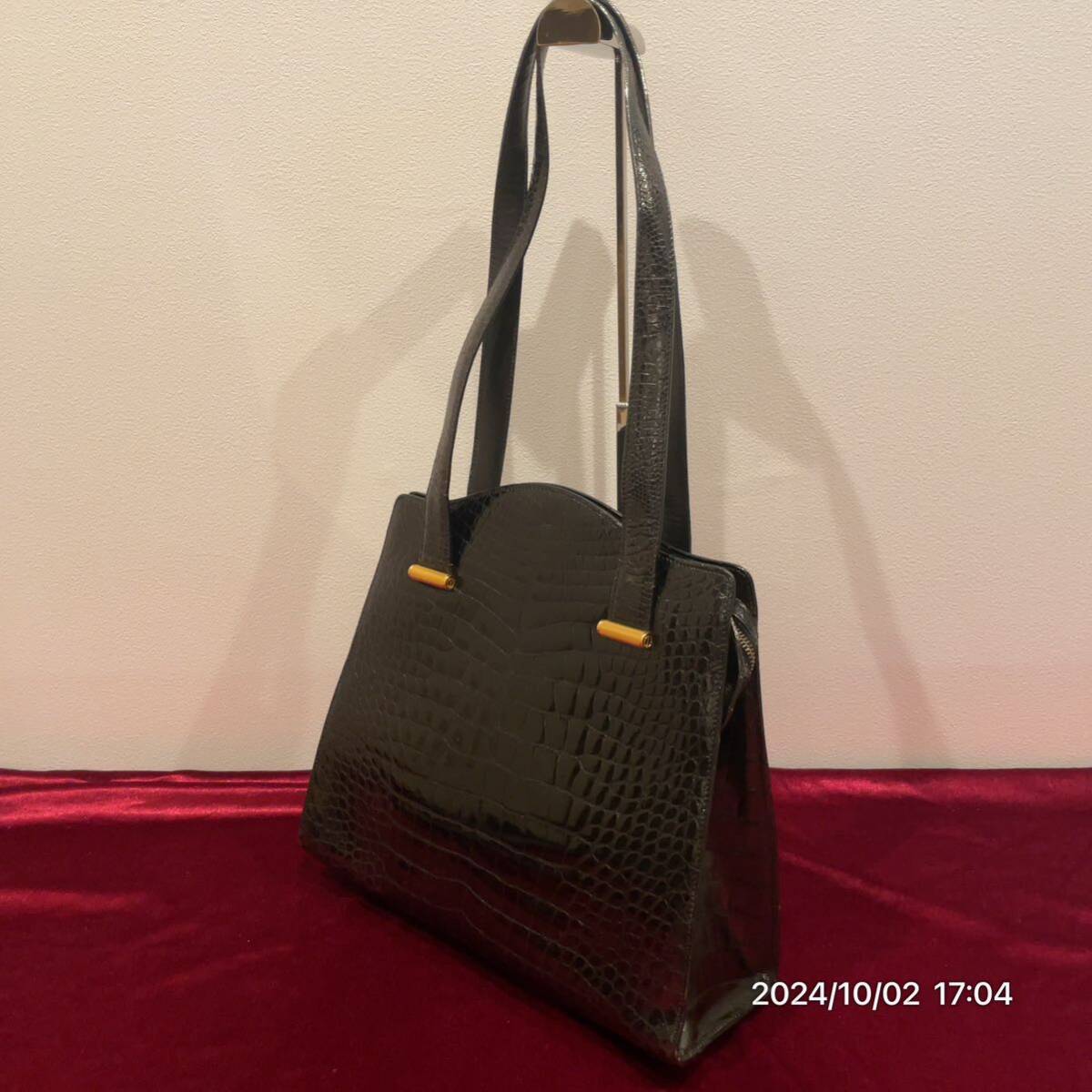 dunhill ダンヒル クロコダイル シャイニークロコ エキゾチックレザー ハンドバッグ トートバッグ ショルダーバッグ 鞄拍卖