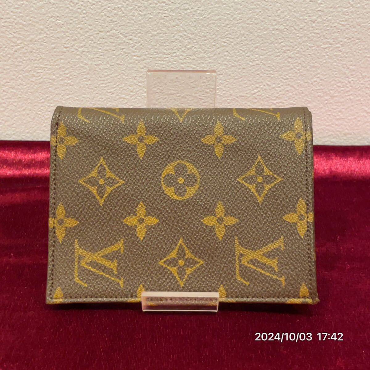 LOUIS VUITTON ルイヴィトン モノグラム レザー 革 二つ折り パスケース ウォレット 財布拍卖