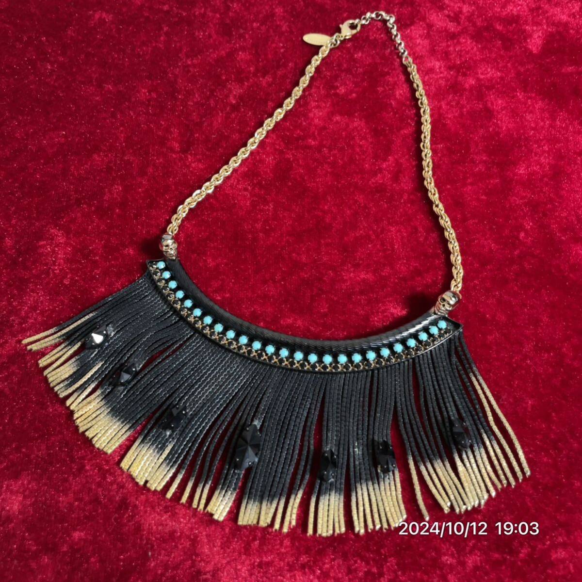 IOSSELLIANI イオッセリアーニ ネックレス 髑髏 ビーズ フリンジ グラデーション ネックレス チョーカー アクセサリー拍卖