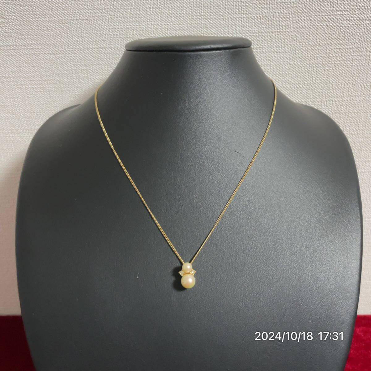 Dior クリスチャン ディオール パール風 ラインストーン ゴールドカラー ネックレス ペンダント アクセサリー 拍卖