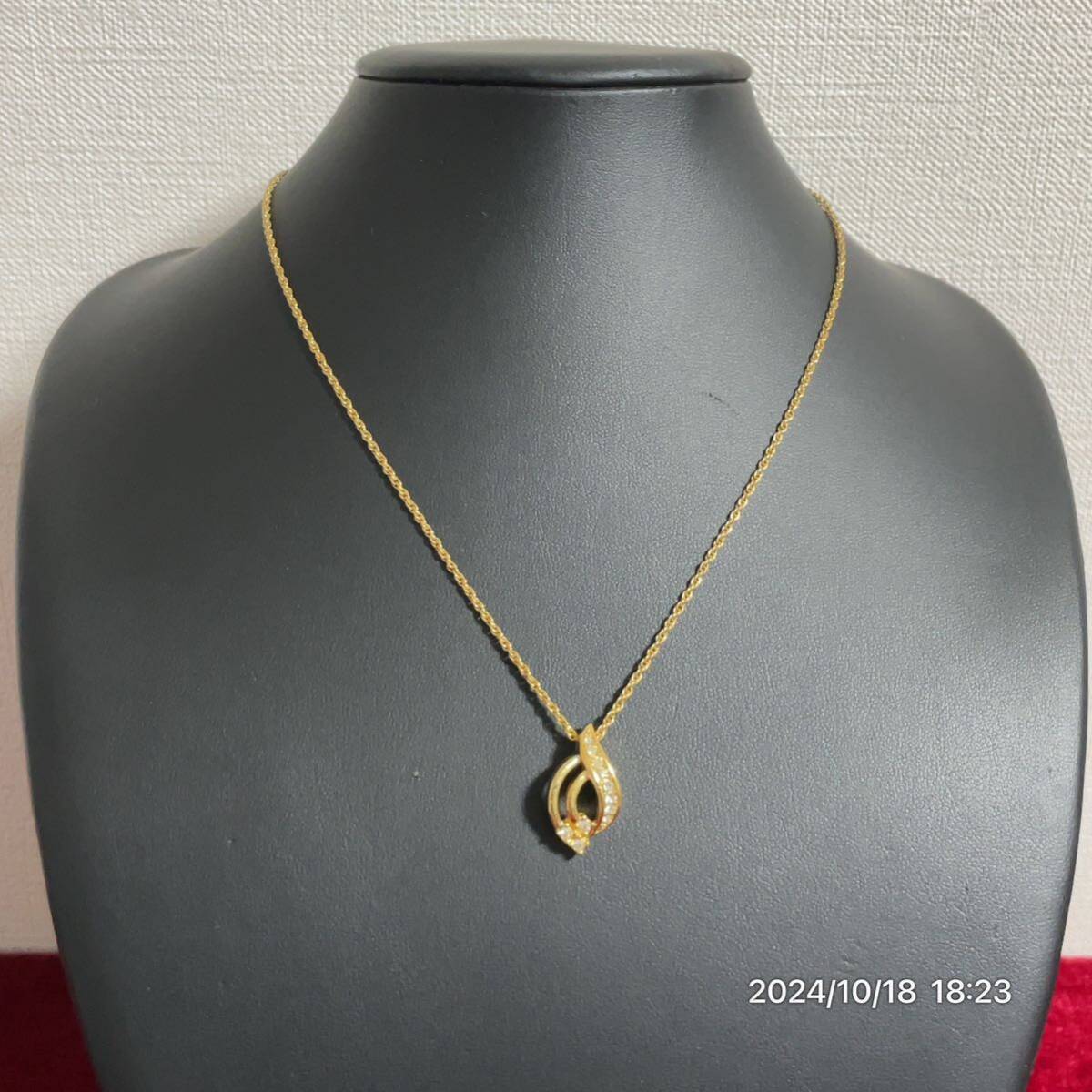 Dior クリスチャン ディオール CDロゴ ラインストーン ゴールドカラー ネックレス ペンダント アクセサリー 拍卖