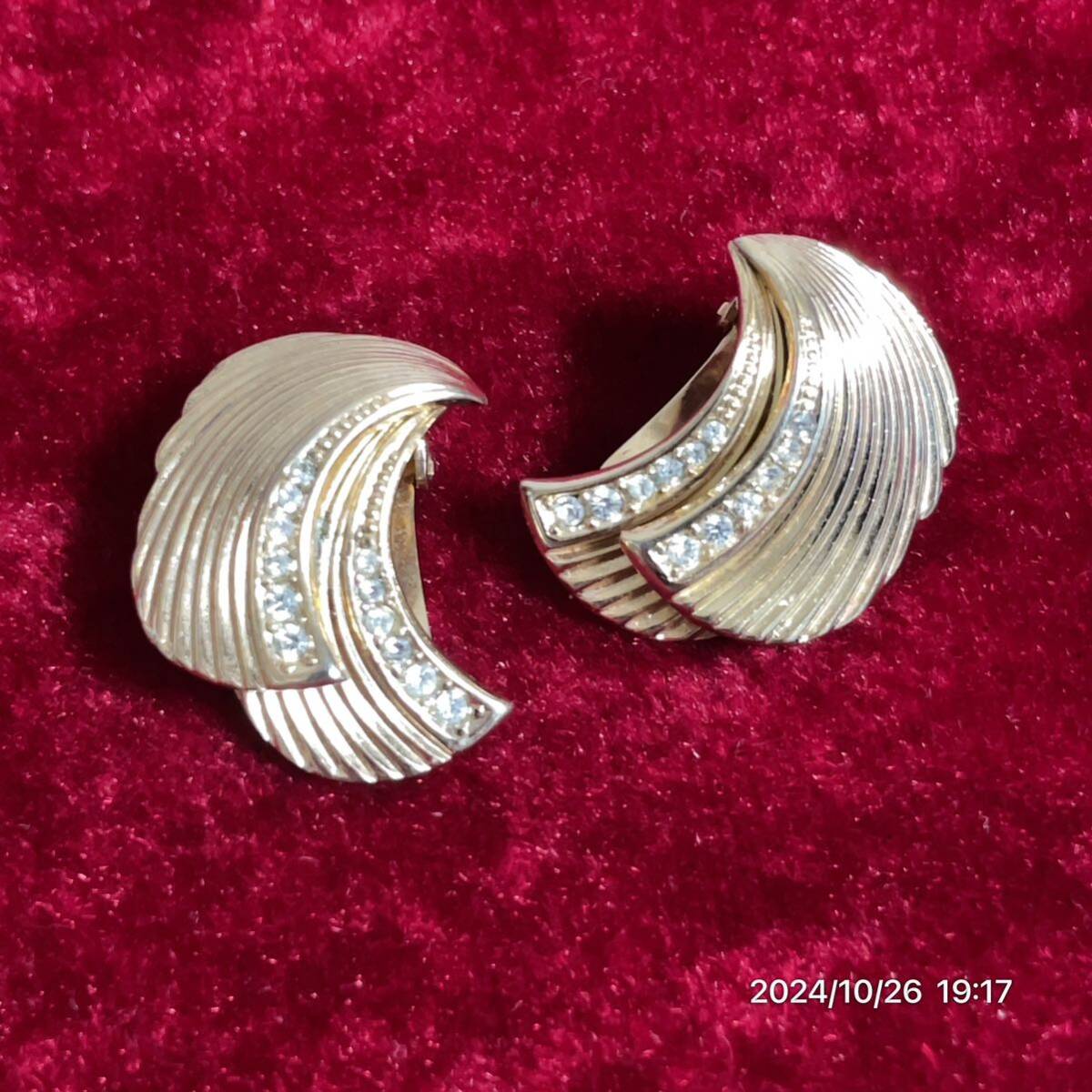 vintage Dior クリスチャン ディオール ラインストーン ゴールドカラー イヤリング アクセサリー 拍卖