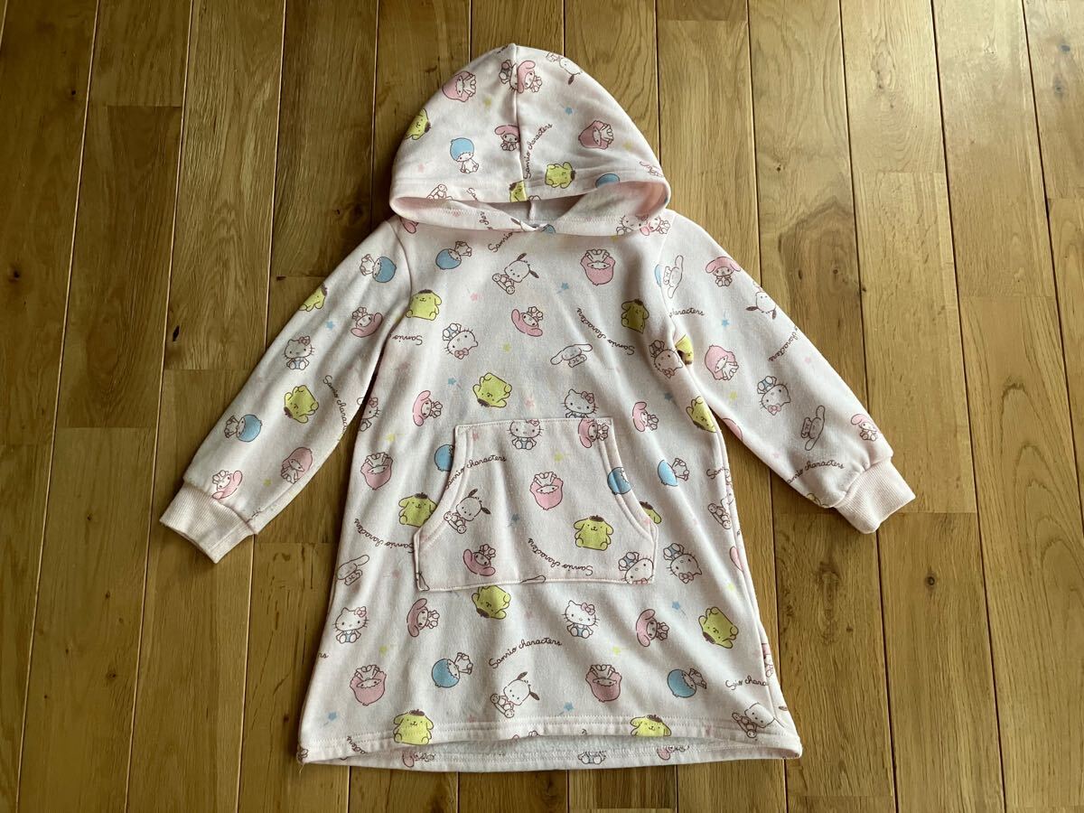 中古 女の子 キッズ サンリオ 裏起毛 ワンピース フード付き 95センチ拍卖
