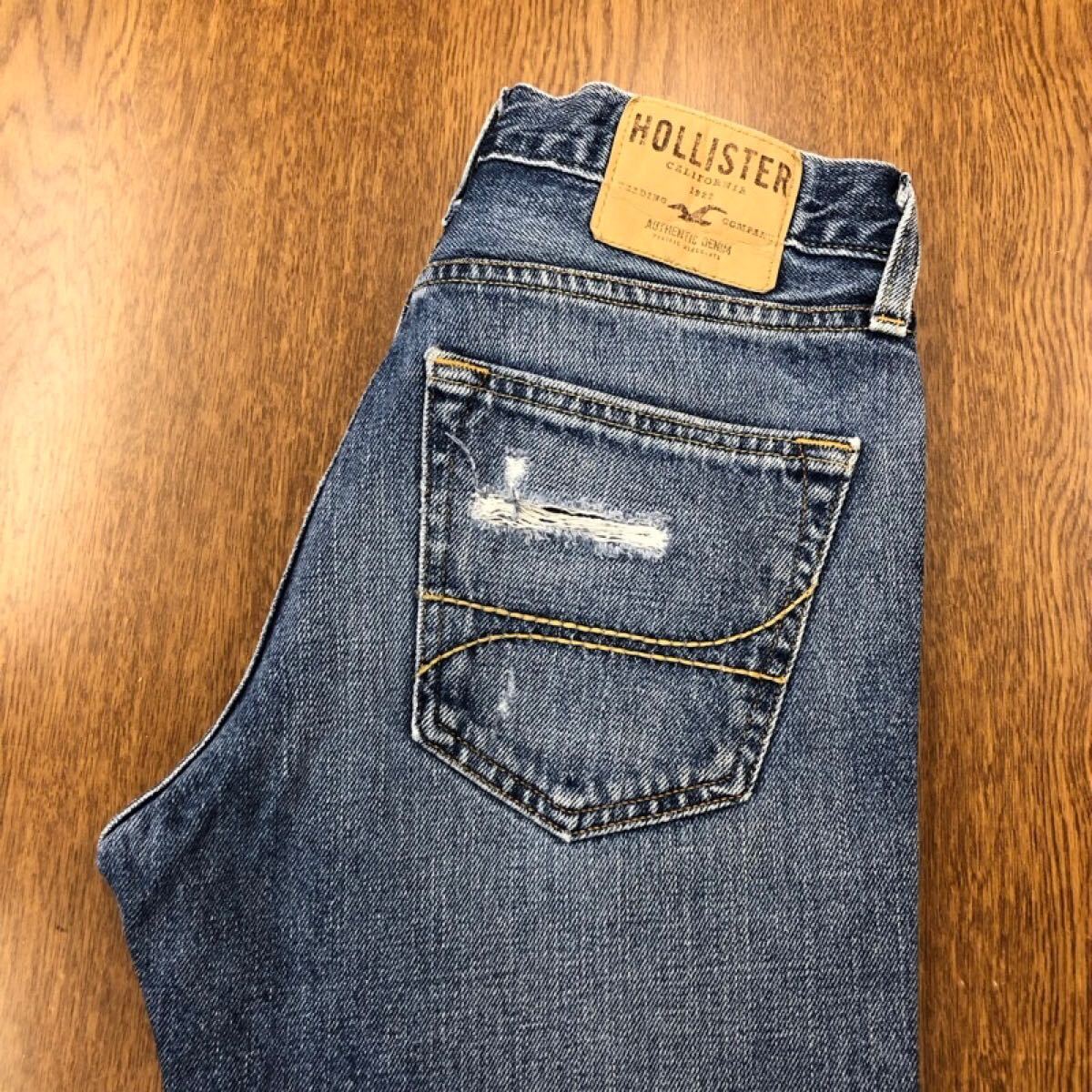 【FJ277】HOLLISTER W28 L30 色落ち加工 ジーンズ ジーパン デニムパンツ メンズブランド古着 ホリスター 送料無料拍卖