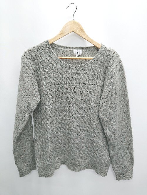 ◇ ⊇ tk.TAKEO KIKUCHI ティーケータケオキクチ 長袖 ケーブルニット セーター サイズ3 グレー ブラウン系 メンズ P拍卖