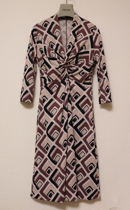 素敵!美ライン! CITRUS NOTES シトラスノーツ 総柄 ストレッチ ワンピース 36 S相当拍卖