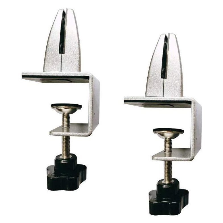 LRM4455★机上パーテーション クランプ式台座 調整 取り付け 固定金具 下見板張りクリップ アクリル2~15mm厚対応 2個シルバー拍卖