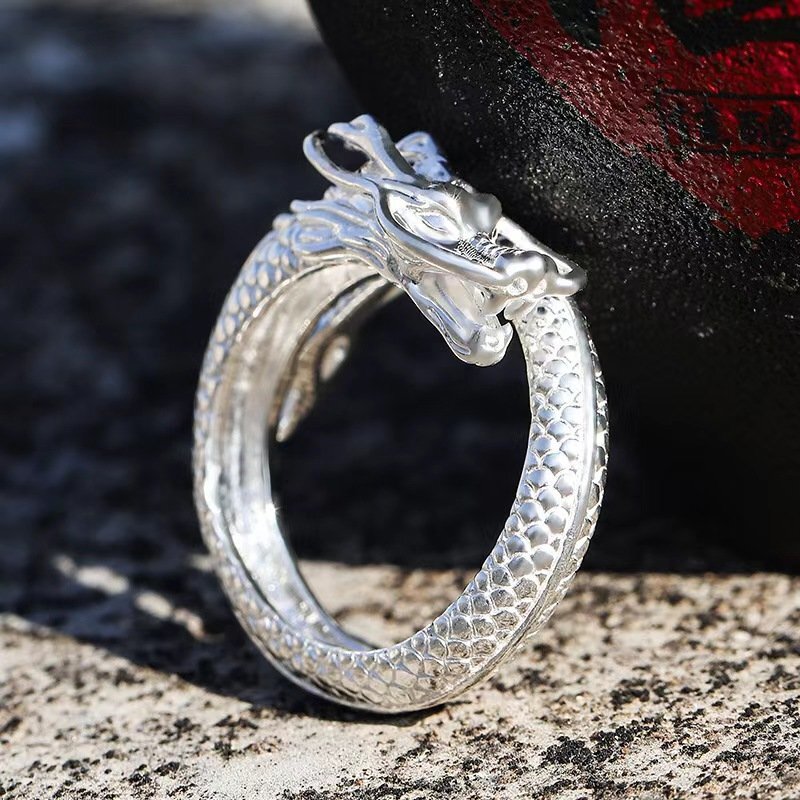 LRM4264★リング 指輪 シルバー925 龍 ドクロ アクセサリー メンズ レディース 男女兼用 フリーサイズ 超希少 調整可能拍卖