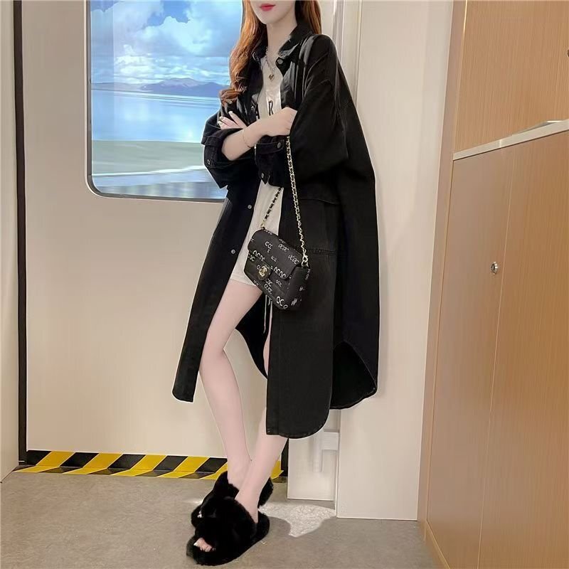 LRM4571★デニムコート レディース ロング デニムワンピース デニムシャツ ロングコート 大きいサイズ 前あき 春 秋 冬 可愛い拍卖