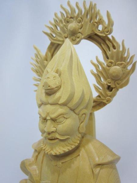 川本仏壇店「金毘羅大権現」桧木(ひのき)製 総高30㎝ 航海の神様・船の神様 4.5寸/菩薩 木製 仏教美術 縁起物 大漁 航海の安全拍卖