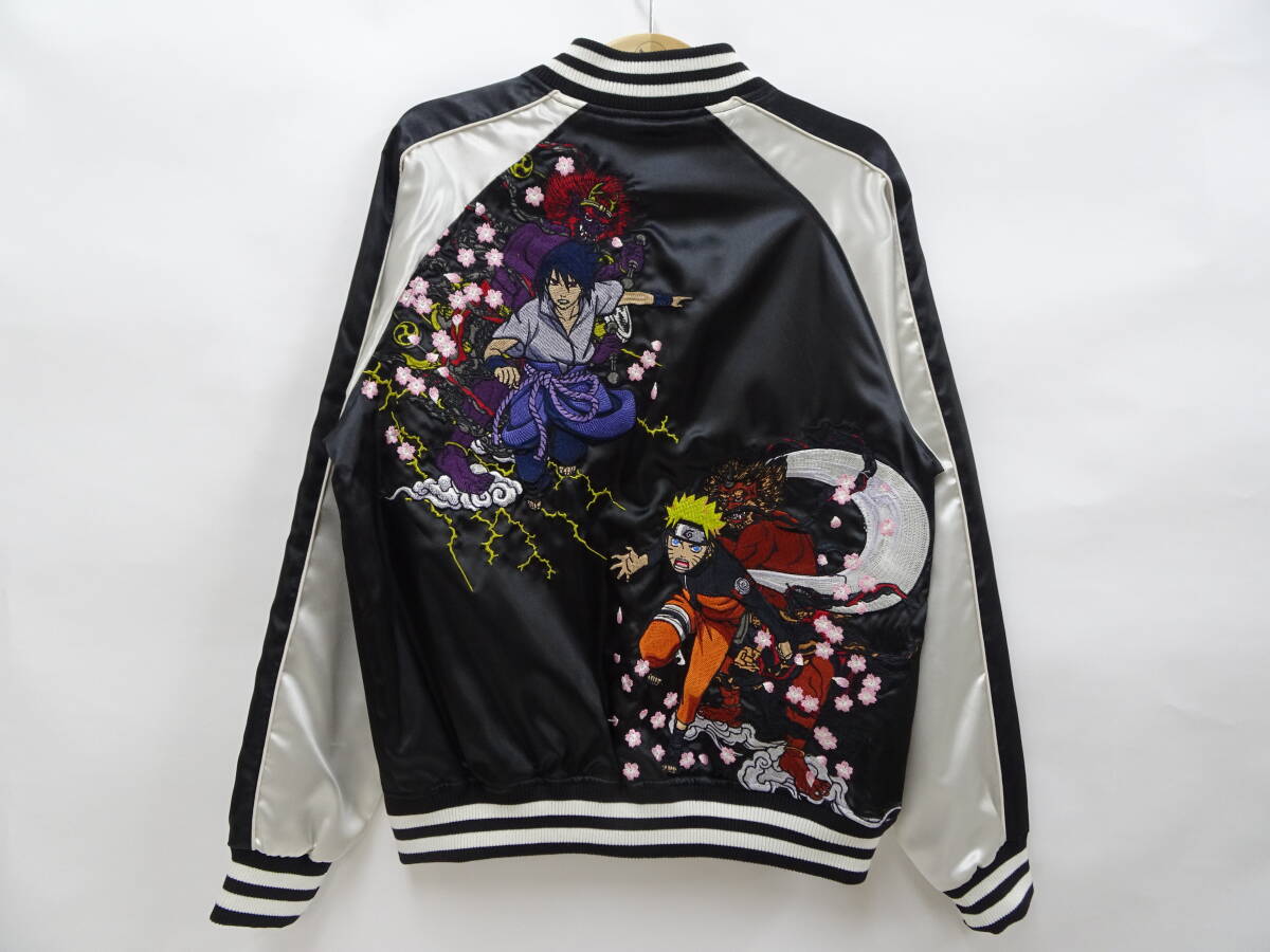 ナルト スカジャン NARUTO ナルト疾風伝 風神雷神 刺繍 9001823 朧 スーベニアジャケット 黒 (L) 多少汚れ 特別価格・即決 送料無料 新品拍卖