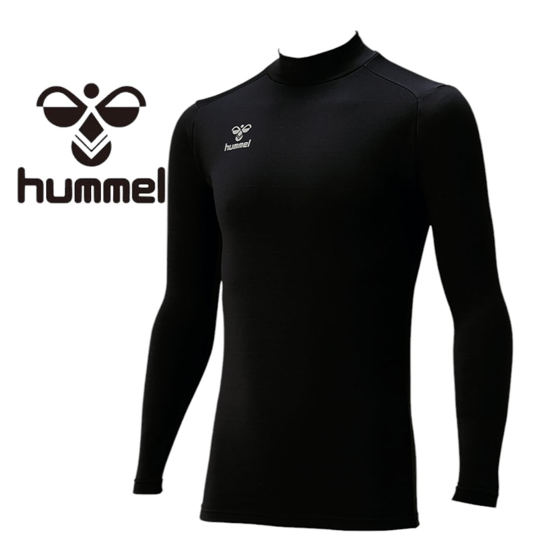【新品特価!】ヒュンメル hummel メンズ サッカー/フットサル 裏起毛長袖インナーシャツ HAP5152/ブラック/2/サイズM拍卖