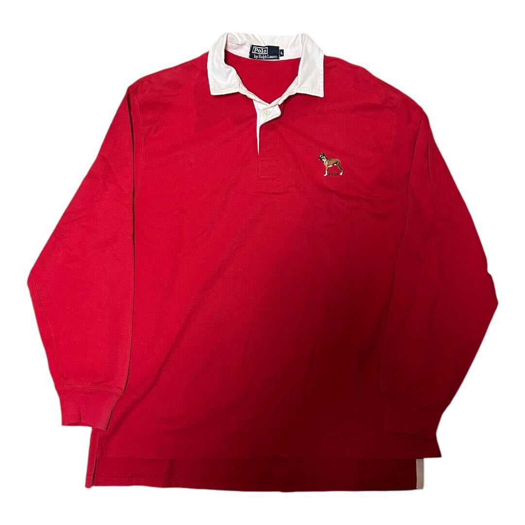 レア 90s Polo by Ralph Lauren DOG ラガーシャツ L拍卖