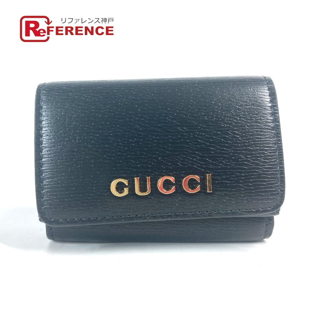 未使用 GUCCI グッチ 790100 スクリプト ウォレット コンパクトウォレット ミニウォレット ロゴ 3つ折り財布 ブラック レディース【中古】拍卖