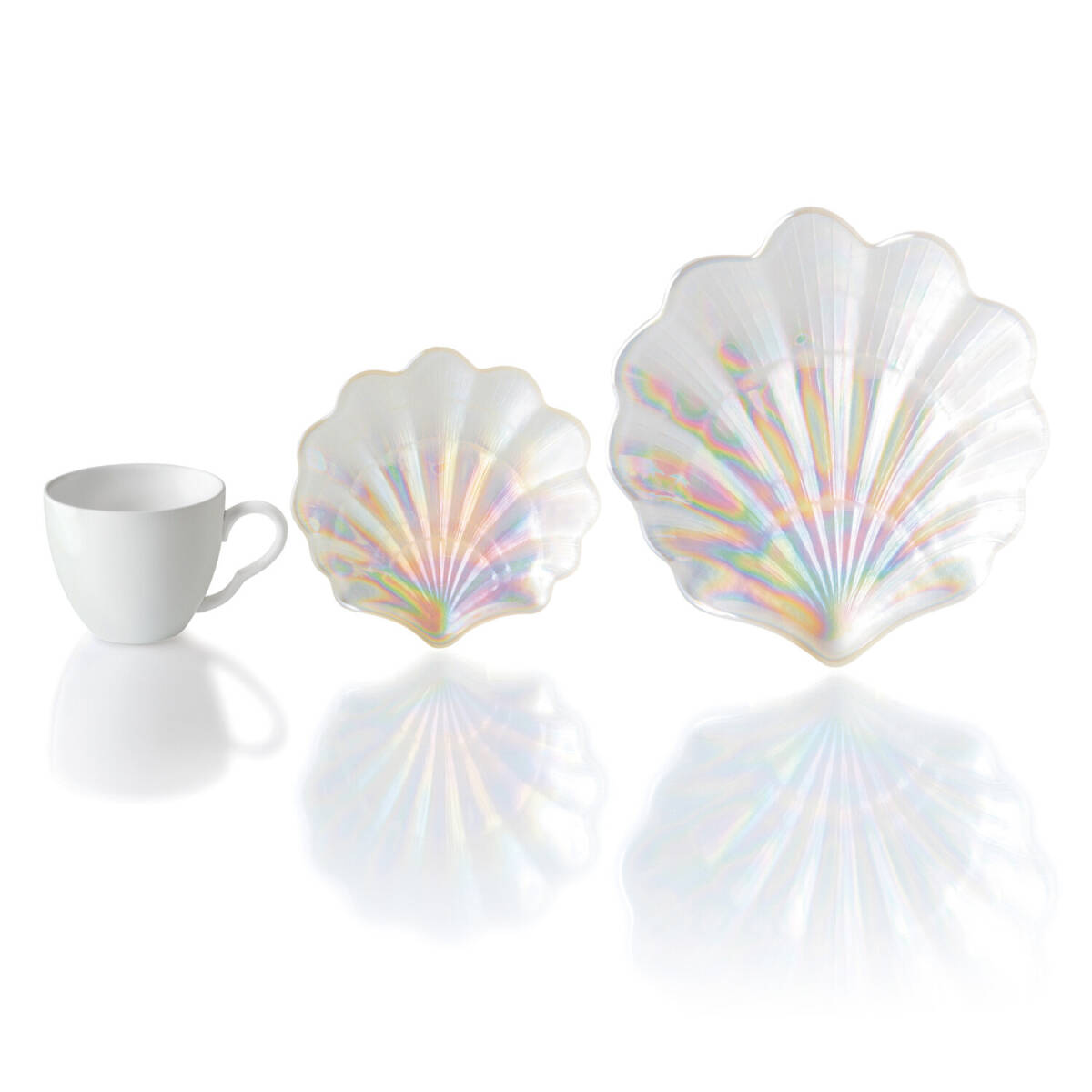 茶器! ☆シェル・コーヒー碗皿&ケーキ皿セット☆ 新品 急須 珈琲 紅茶 ミルク ラテ エスプレッソ カプチーノ ギフト拍卖