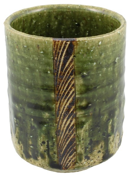 瀬戸焼! 棚橋淳 ☆織部鉄絵湯呑☆ 湯飲 茶器 汲出 煎茶 木箱 新品 ギフト YT拍卖