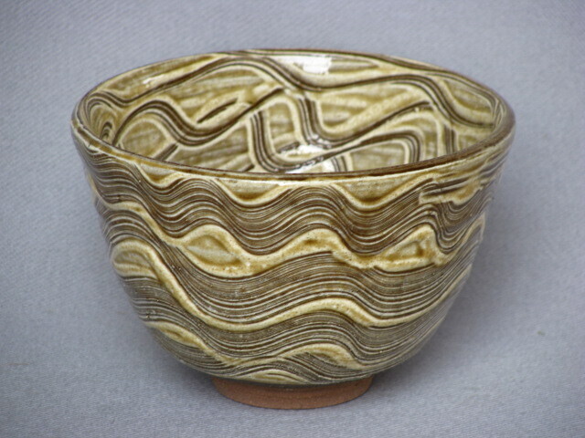 茶道具! 寺田美山 ☆海紋抹茶碗☆ 未使用 茶器 湯呑 抹茶 ギフト YT拍卖