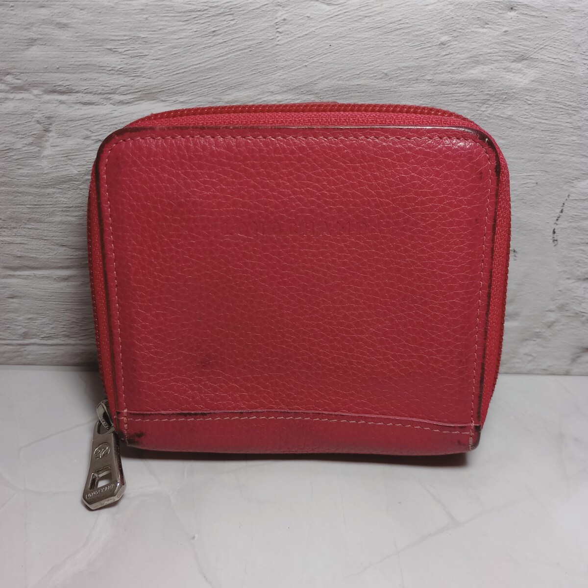 LONGCHAMP 二つ折り財布 レザー ピンク レディース 小銭入れあり ロンシャン 送料無料拍卖